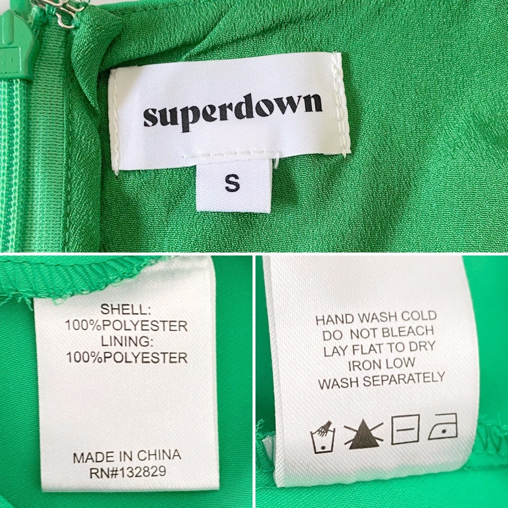 Superdown • Revolve Ruched Cami Mini Dress Green • Small - Picture 7 of 10